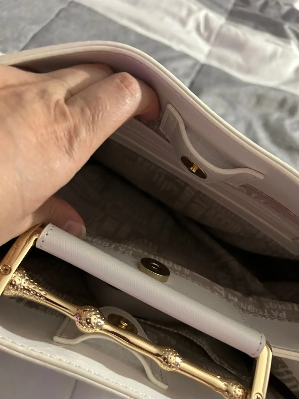 Harry Potter White Tote Bag with Gold Accents - Women's Handbag